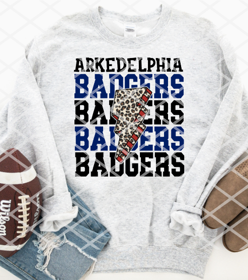 Arkdelphia Badgers Bolt Sublimation or HTV Transfer