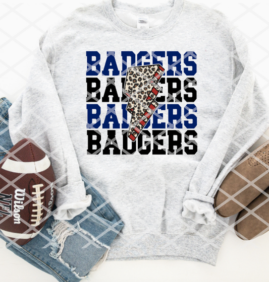 Badgers Bolt Sublimation or HTV Transfer