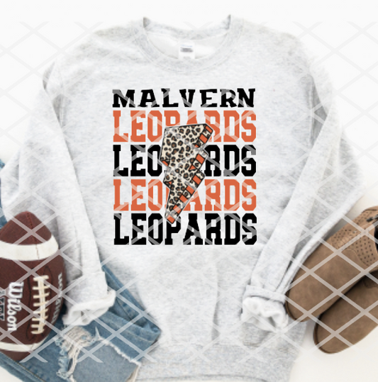 Malvern Leopards Bolt Sublimation or HTV Transfer