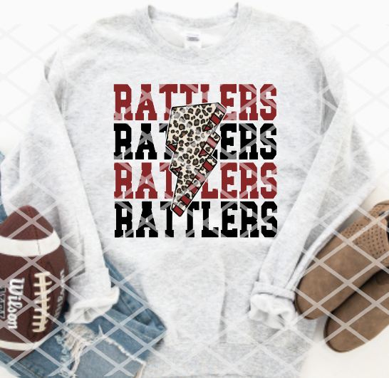 Rattlers Bolt Sublimation or HTV Transfer