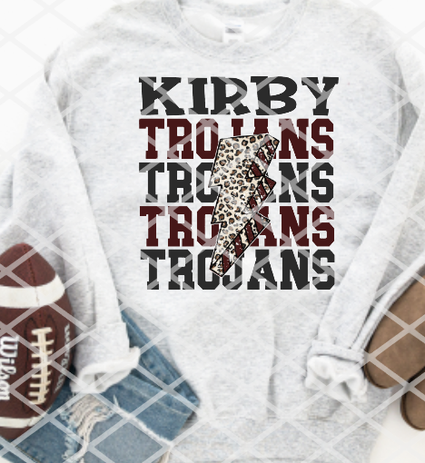 Kirby Trojans Bolt Sublimation or HTV Transfer