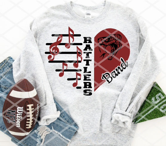 Rattlers Heart Sublimation or HTV Transfer