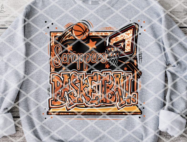 Scrapper Basketball Sublimation or HTV Transfer