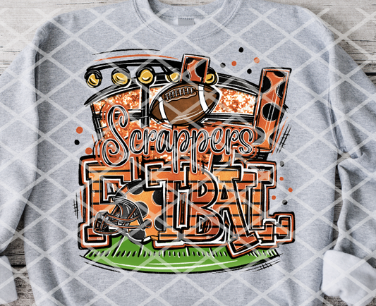 Scrapper Football Sublimation or HTV Transfer