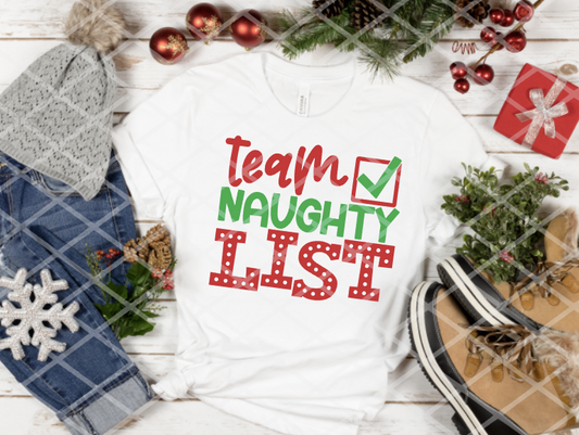 Team Naughty List, Sublimation Transfer