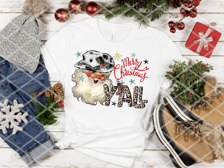 Merry Christmas Y'all Santa, Sublimation Transfer