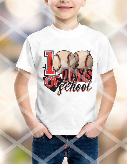 100 Days of School Baseball Sublimation Transfer