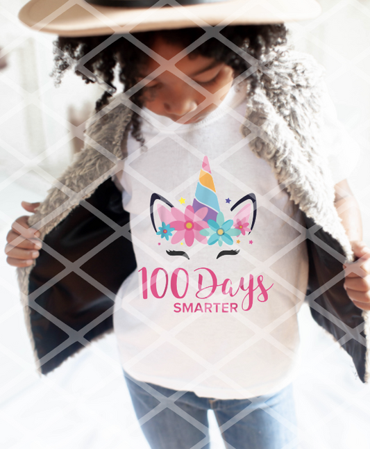 100 Days Smarter Unicorn Sublimation Transfer