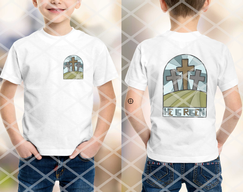 He is Risen, Pocket and back, Easter Sublimation transfer