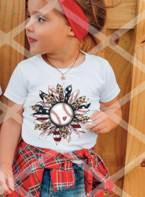 Baseball Sunflower, Baseball Sublimation Transfer