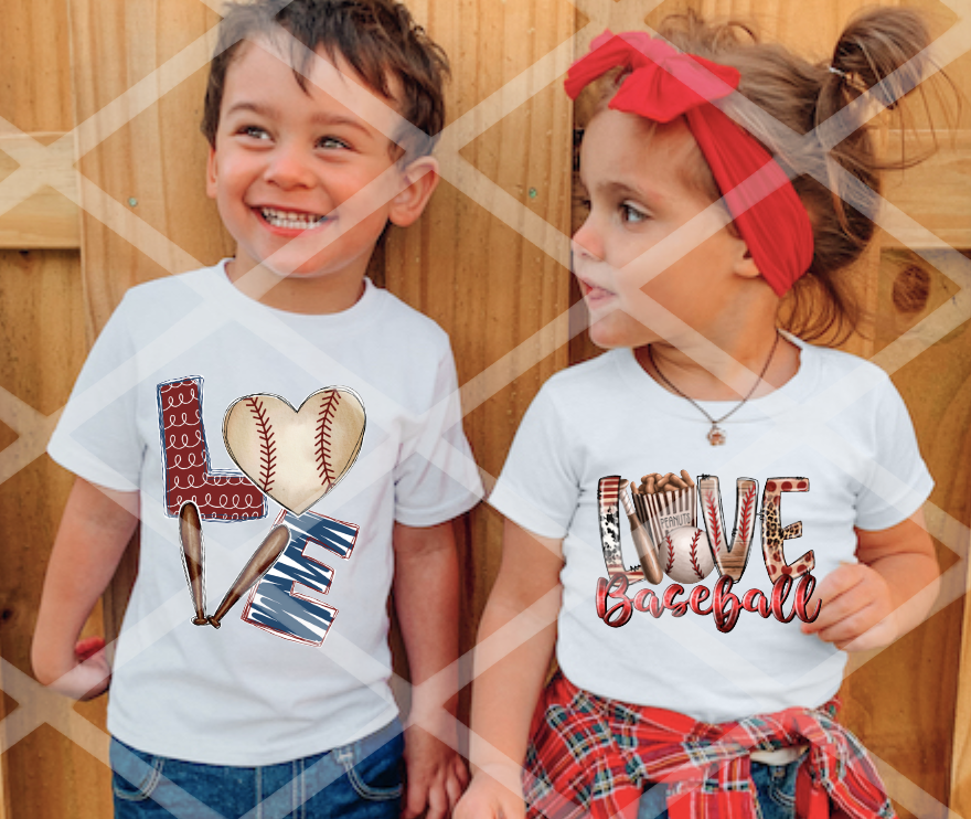 Love Baseball with Heart, Baseball Sublimation Transfer