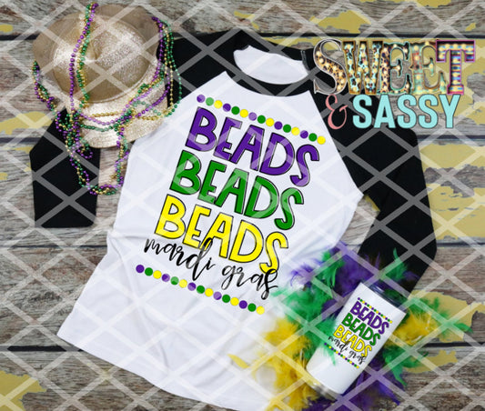 HTV Beads, Beads, Beads, Mardi Gras, Ready to Press Transfer