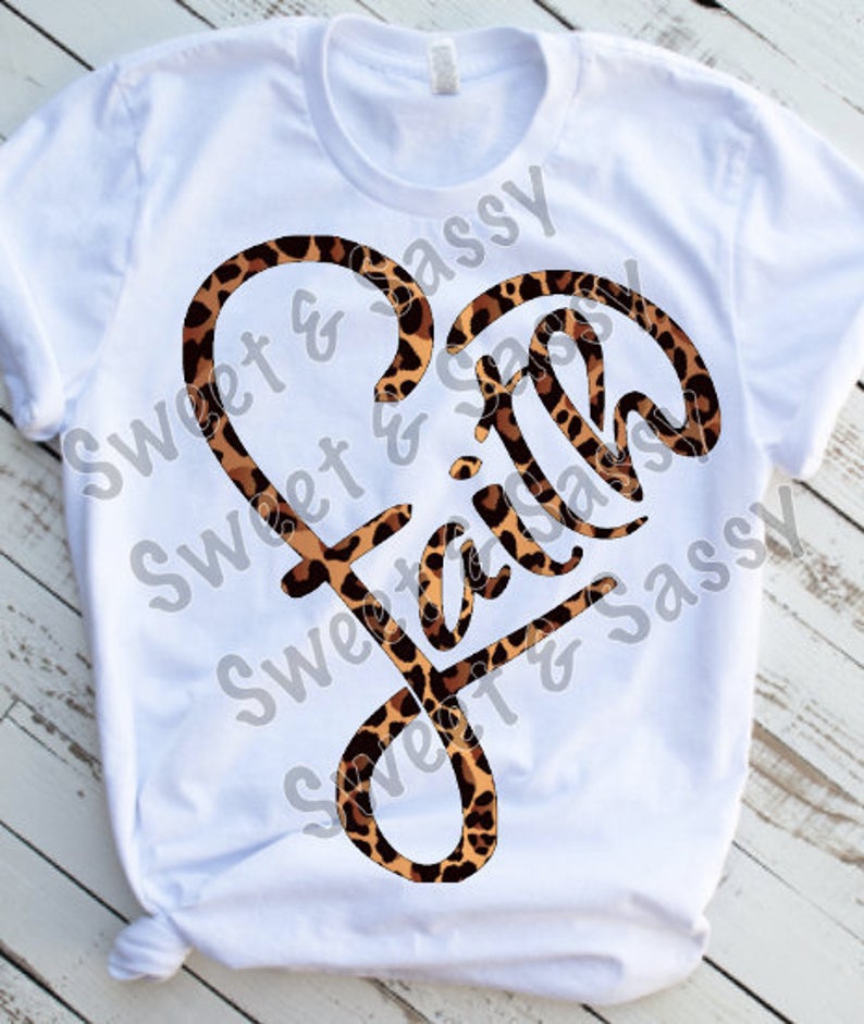 Leopard Print Faith Heart Sublimation Transfer