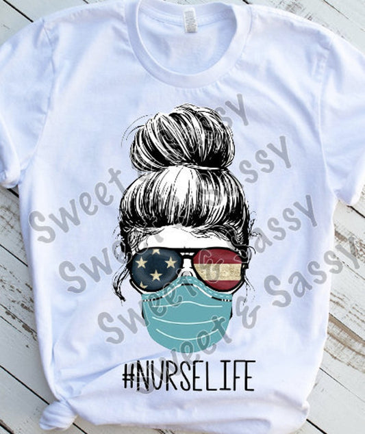 Nurse Life Flag Glasses, Sublimation Transfer