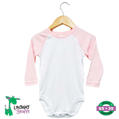 Pink Baby Long Sleeve Raglan Onesies – PolyCotton Blend