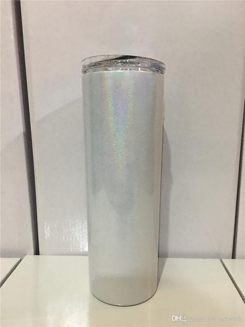 Blank Glitter Sublimation 20oz. Tumblers, Straight, Glitter White