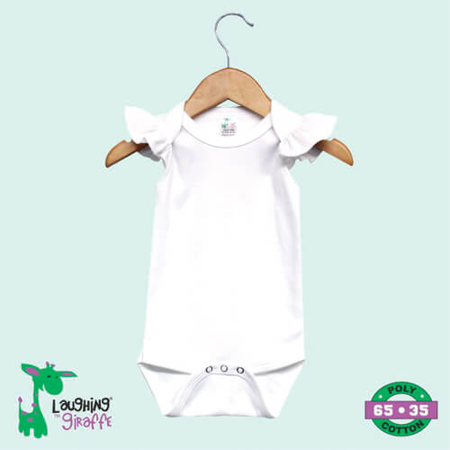 Short Sleeve Ruffle Onesie- 65% Polyester